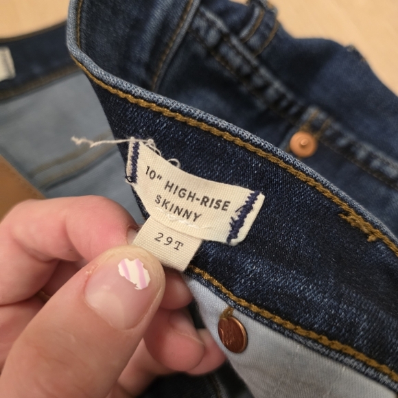Madewell Dark Wash Stretch 10" High-Rise Cute Casual Skinny Jeans Size 29T - Picture 8 of 10